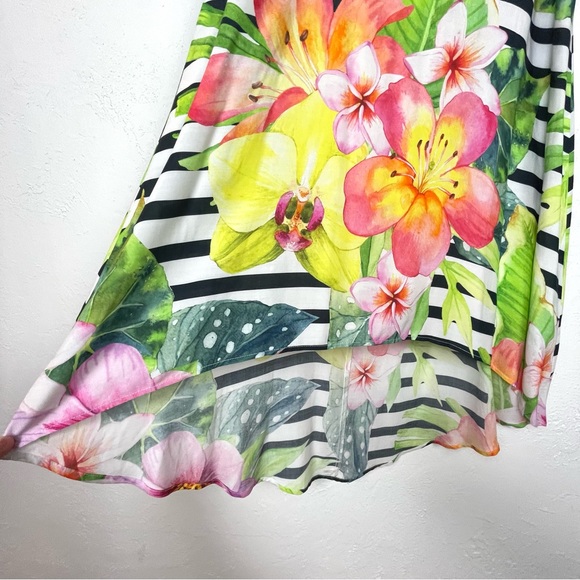 CARTISE White & Black Stripe Floral Sleeveless High Low Dress NWT - Picture 6 of 16